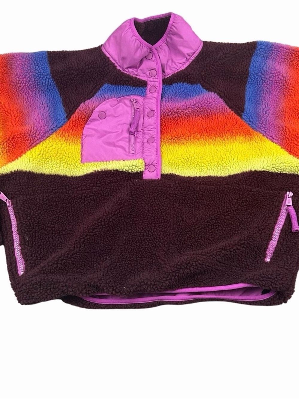 Free People Movement Size L Hit The Slopes Printed 1/4  Snap Pullover Jacket